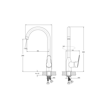 Смеситель для кухонной мойки RUSH Crete (CR3535-23)