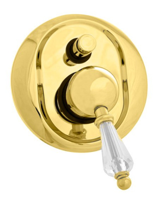 VINTAGE-VDIM-03/24-Sw-N Встраиваемый смеситель для душа с переключателем Исполнение: Золото 24 карат, Ручки: Swarovski Nero 