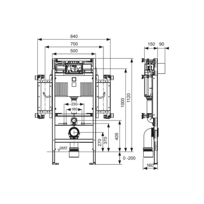 Застенный модуль TECEprofil для людей с ограниченной подвижностью, смывным бачком Uni, высота 1120 мм (9300381)