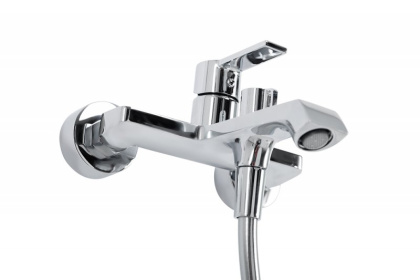 AURORA Смеситель для ванны и душа в комплекте с ручным душем, шлангом и держателем, хром AURORA-VASM-CRM