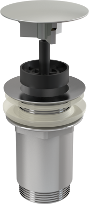 Донный клапан сифона для умывальника 5/4" цельнометаллический с большой заглушкой, для умывальников без перелива