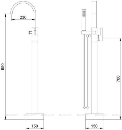 Смеситель для ванны с душем Aquanet JA-5004 Смеситель для ванны с душем Aquanet JA-5004