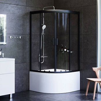 W90G-401A090BT Душевое ограждение Gem Deep 1/4 Rond 90x90 стекло прозрачное, профиль черный матовый,