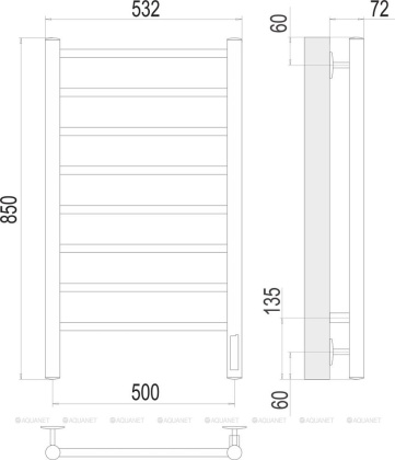 Полотенцесушитель Terminus Аврора П8 500х850 электро