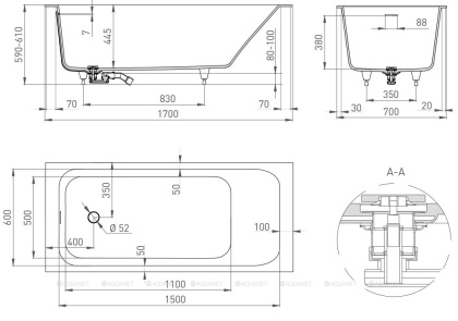 Ванна из искусственного камня ORLANDO_KIT 170х70,102111M Ванна из искусственного камня ORLANDO_KIT 170х70,102111M