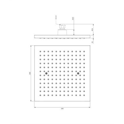Верхний душ OMNIRES 25х25 см WGR225CR (хром)