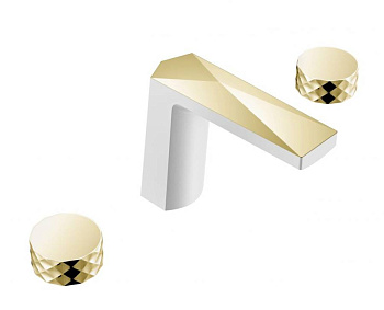 Смеситель врезной на 3отв. VENTURO белый-золото, ручка DIAMOND Смеситель врезной на 3отв. VENTURO белый-золото, ручка DIAMOND