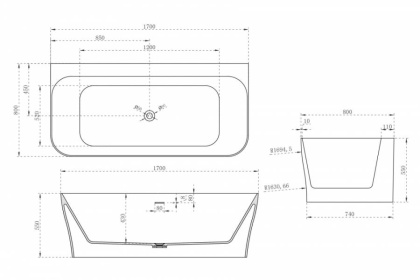 Ванна из литьевого мрамора Abber Stein 170х80 AS9616
