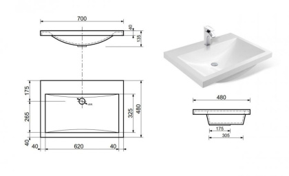 Раковина "Монако 70" 700х480