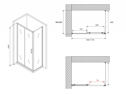 Душевой уголок ABBER Schwarzer Diamant AG30170B-S60B