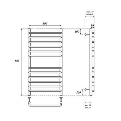 Полотенцесушитель электрический Point Нептун премиум PN09158SE П12 500x800 левый/правый, хром Полотенцесушитель электрический Point Нептун премиум PN09158SE П12 500x800 левый/правый, хром
