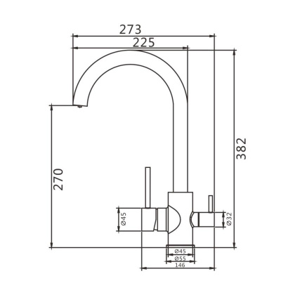 СмесительДля кухниНержавеющая стальСатинS168B