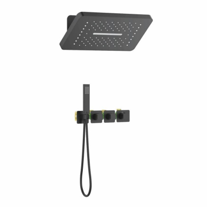 Душевая система Timo Petruma SX-5249/03SM скрытого монтажа, термостат, черная матовая