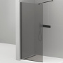 LIBERTA-L-1-80-120-GR-NERO Душевая перегородка с односторонним входом, стекло графит, профиль чёрный, 800x1200x1950 мм