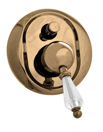 VINTAGE-VDIM-03/24-Sw-N Встраиваемый смеситель для душа с переключателем Исполнение: Золото 24 карат, Ручки: Swarovski Nero 