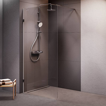 W94WI-100-F1-MTE Душевая перегородка X-Joy 100x195, стекло прозр. 6 мм + покрытие, фурнитура мат хро