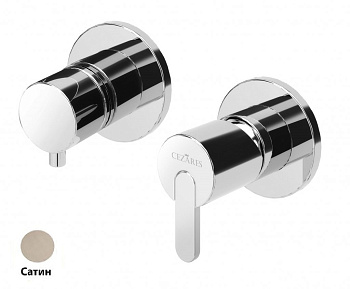 LEAF-VDIM3-D-L-ST Встраиваемый смеситель для ванны и душа с переключателем на 3 выхода, в комплекте с ручным душем, исполнение Satinox