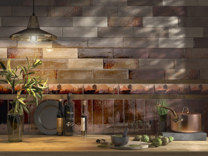 Плитка настенная 9043 Тракай бордо глянцевый 8.5*28.5*8.5 (44шт\1.07м2), м2