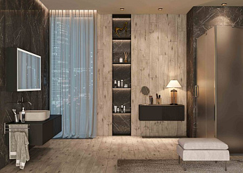 Керамогранит Alpina Wood коричневый 15х90