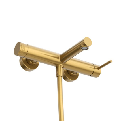 RELAX-VD-BORO Смеситель для ванны и душа однорычажный в комплекте с ручным душем, шлангом и держателем, брашированное золото