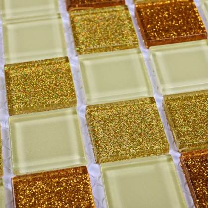 Мозаика стеклянная Shine gold (чип 4*25*25) 300*300(22шт.-1.98м2), м2 Мозаика стеклянная Shine gold (чип 4*25*25) 300*300(22шт.-1.98м2), м2
