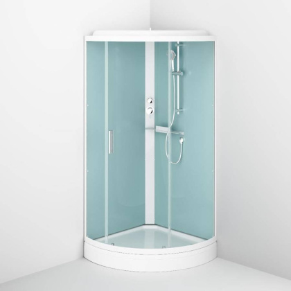 W88C-401-090WT X-Joy кабина душевая  90x90, 1/4 круга,  профиль белый, стекло прозрачное