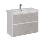 Тумба Lemark COMBI 100см под 1 раковину, подвесная/напольная, 2 ящика, цвет фасада: Бетон, цвет корпуса: Белый глянец