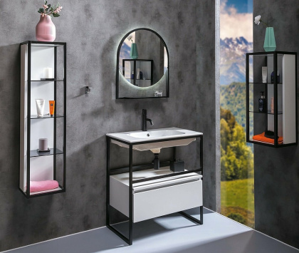 Пенал LOFT высокий белый, полки стекло 896-W Boheme