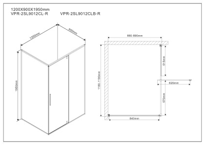 Душевой уголок Slim VPR-2SL9012CLB-R, 1200*900, матовый черный, стекло прозрачное, правый Душевой уголок Slim VPR-2SL9012CLB-R, 1200*900, матовый черный, стекло прозрачное, правый