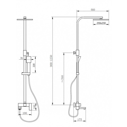 Душевая стойка ABBER Daheim AF8216 с изливом, хром