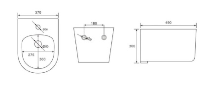 Биде подвесное AQUATEK МИЯ AQ1004-MB, 490*370*300 мм, цвет черный матовый