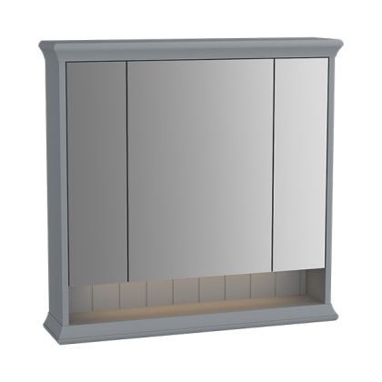 Шкаф Valarte 80 см с зеркальными дверцами, с LED подсветкой, цвет серый матовый