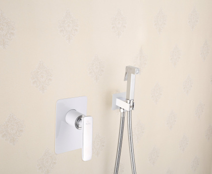 Гигиенический душ со смесителем Rose R1605F, белый/хром