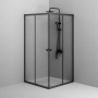 W87G-403-100100-BT Sunny Душевое ограждание квадратное, раздвижные двери 100x100 черный,стекло прозрачное