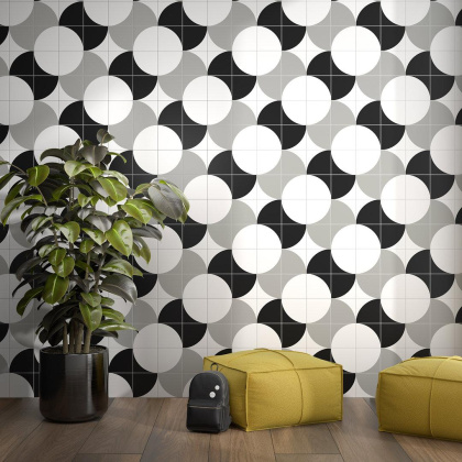 Керамический декор AZ\A009\5009 Теорема черный, белый (20см*20см*6,9мм) (10шт/0,4м2) Теорема 2, шт