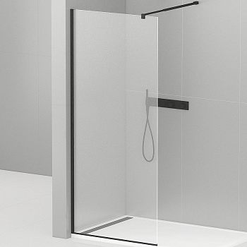 LIBERTA-L-1-120-120-C-NERO Душевая перегородка с односторонним входом, стекло прозрачное, профиль чёрный, 1200x1200x1950 мм