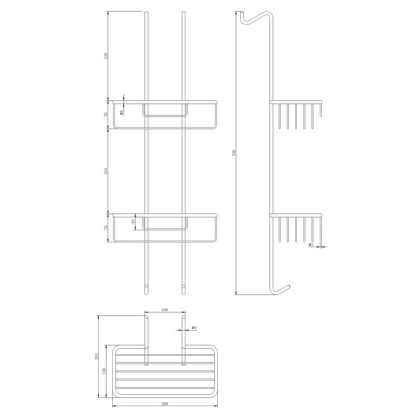 Полка-корзинка для душа двойная 26 см OMNIRES UN3530CR (хром)