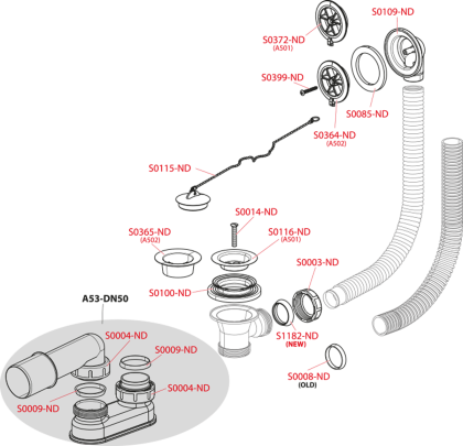 Сифон для ванны, белый