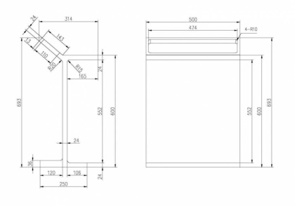 Столик для ванной комнаты ABBER Stein AS1637MB с полотенцедержателем, черный матовый
