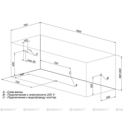 Акриловая ванна Aquanet Bright 180х70 216304