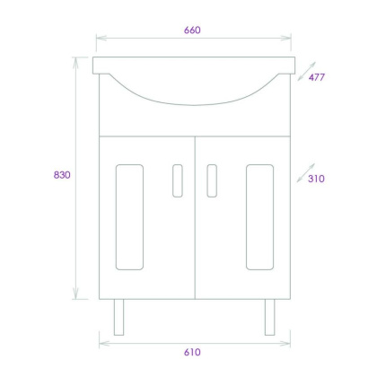 Тумба Onika Кристалл 65 напольная, белая (ум. Байкал 65)