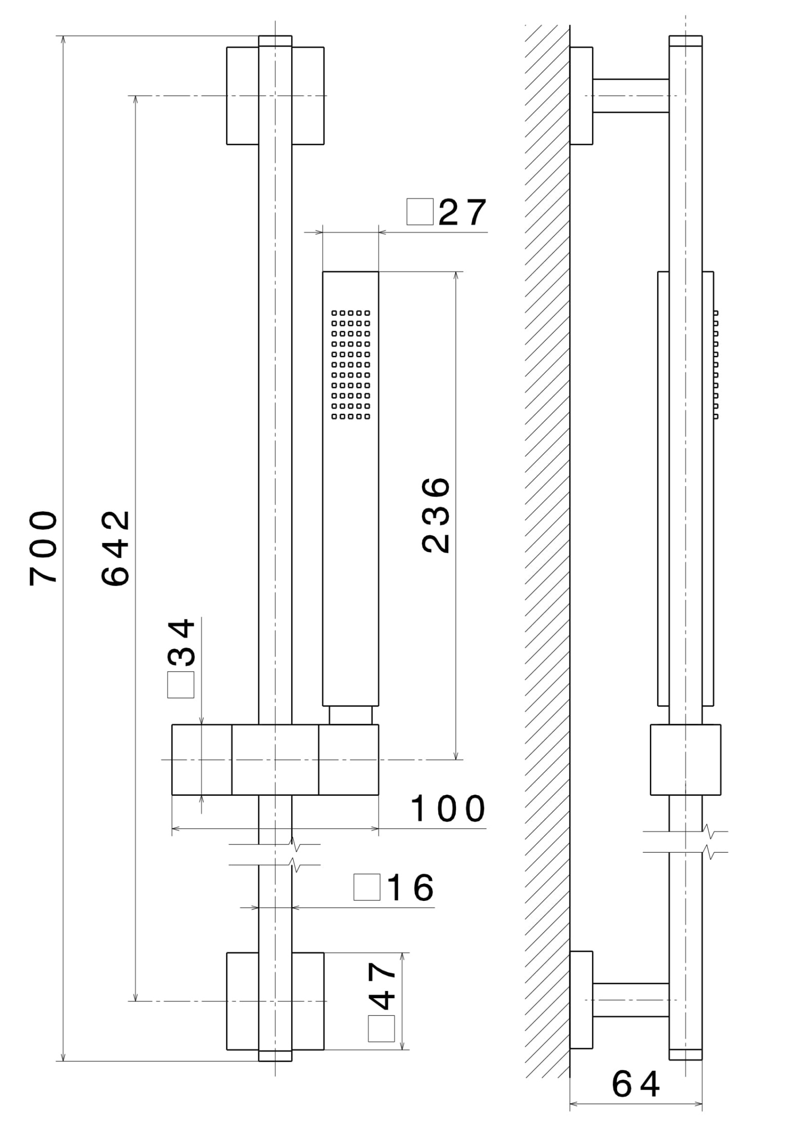 Душевая стойка FUTURA без выхода для подачи воды, матовый черный Душевая стойка FUTURA без выхода для подачи воды, матовый черный