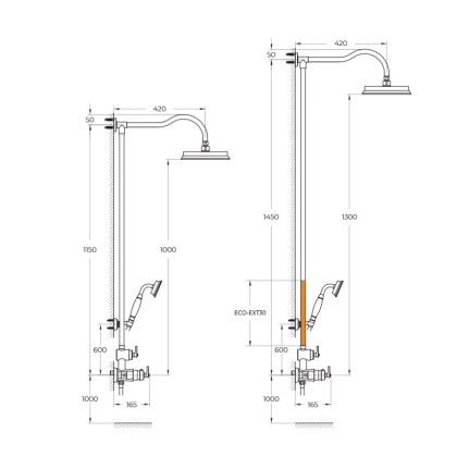 LIBERTY-F-CD-T-01 Душевая стойка с термостатическим смесителем, с ручным и верхним душем, хром LIBERTY-F-CD-T-01 Душевая стойка с термостатическим смесителем, с ручным и верхним душем, хром