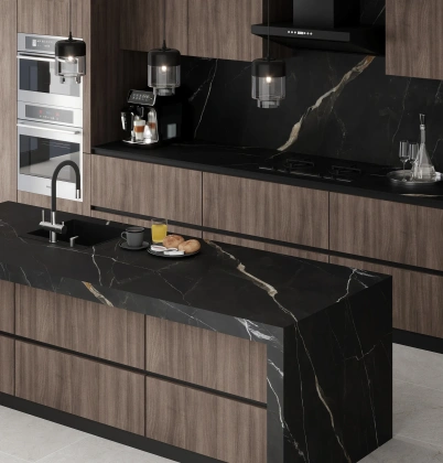 Керамогранит CALACATTA BLACK 800х3200х12мм MATT