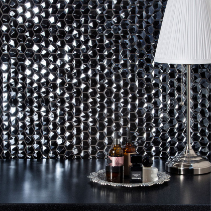Стеклянная мозаика, DIAMOND 358D BLACK, Hexagon
