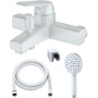OneLife P02-300w полимерный смеситель для ванны с душ.набором, белый