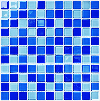 Мозаика стеклянная Blue Wave-2 (чип 4*25*25) 300*300(22шт.-1.98м2), м2 Мозаика стеклянная Blue Wave-2 (чип 4*25*25) 300*300(22шт.-1.98м2), м2