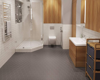 Керамическая мозаика, Hexagon Big Grey Matt 95x110, Geometry Керамическая мозаика, Hexagon Big Grey Matt 95x110, Geometry