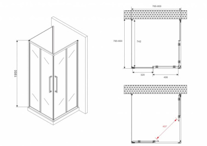 Душевой уголок ABBER Schwarzer Diamant AG02080BH-S80B Душевой уголок ABBER Schwarzer Diamant AG02080BH-S80B