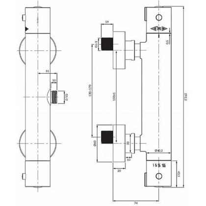 Смеситель термостатический для душа OMNIRES Y Y1246XCR (хром)